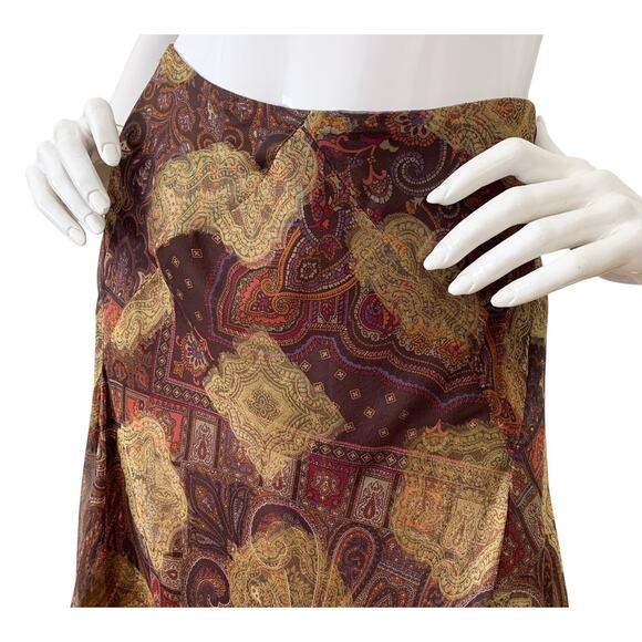Ralph Lauren Black Label Skirt Silk Metallic Gold Asymmetric Vintage 90s - Picture 6 of 8